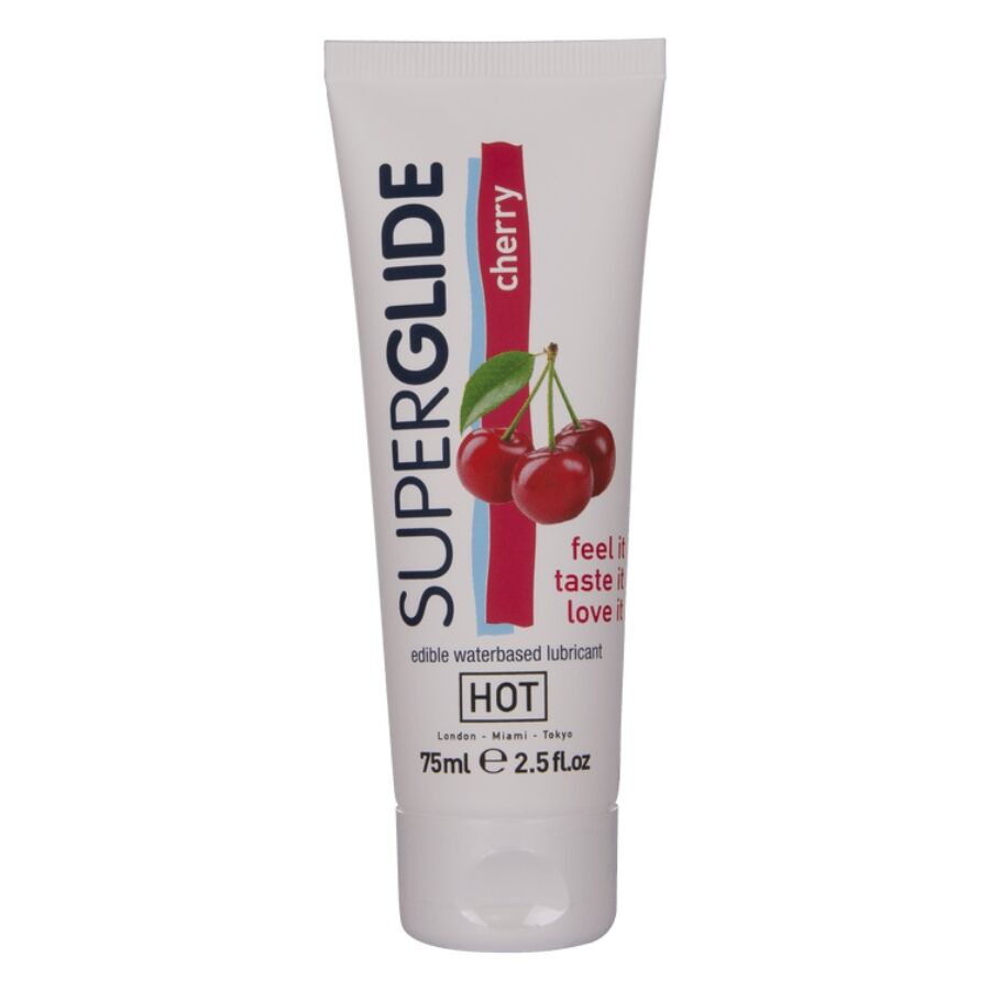 La marca HOT nos facilita esta imagen de su producto HOT - SUPERGLIDE LUBRICANTE COMESTIBLE BASE AGUA CEREZA 75 ML para nuestro catálogo.
