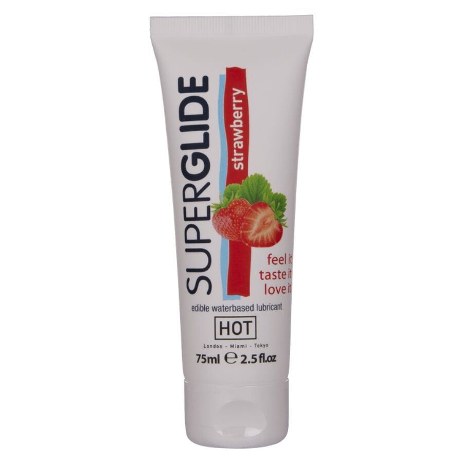 La marca HOT nos facilita esta imagen de su producto HOT - SUPERGLIDE LUBRICANTE COMESTIBLE BASE AGUA FRESA 75 ML para nuestro catálogo.