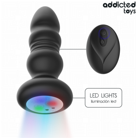 La marca ADDICTED TOYS nos facilita esta imagen de su producto ADDICTED TOYS - PLUG ANAL VIBRADOR THRUSTING Y LUZ LED CONTROL REMOTO para nuestro catálogo.