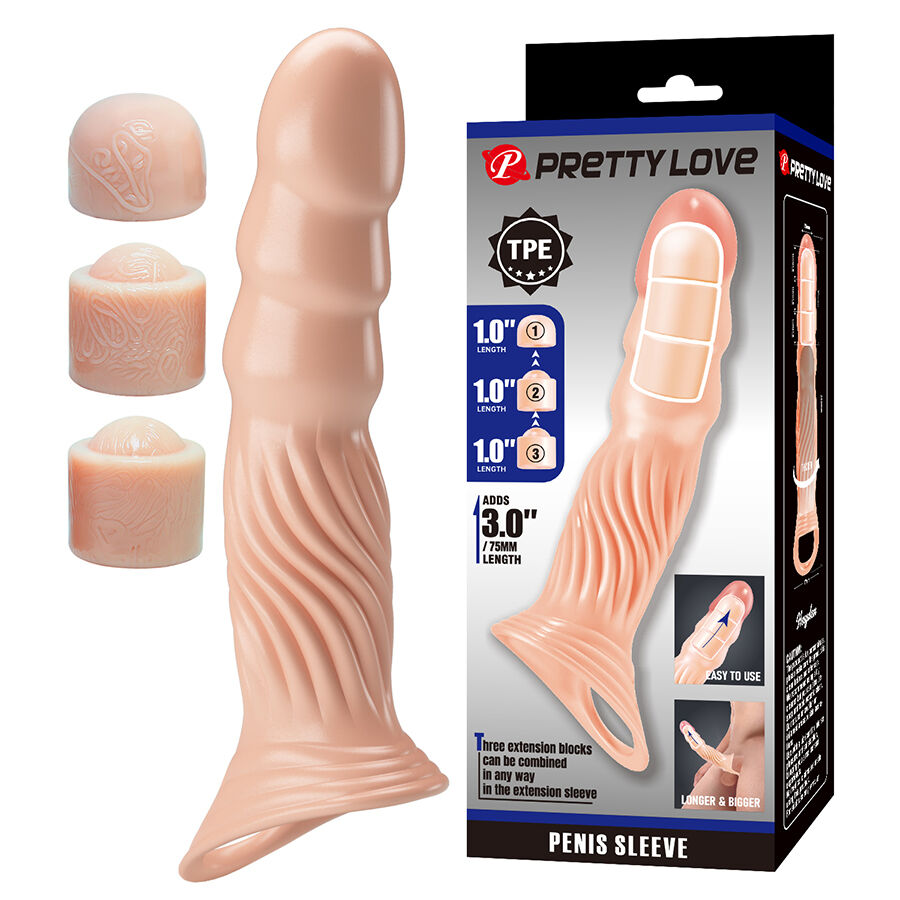 La marca PRETTY LOVE MALE nos facilita esta imagen de su producto PRETTY LOVE - FUNDA PARA PENE TEXTURIZADA CON EXTENSORES para nuestro catálogo.