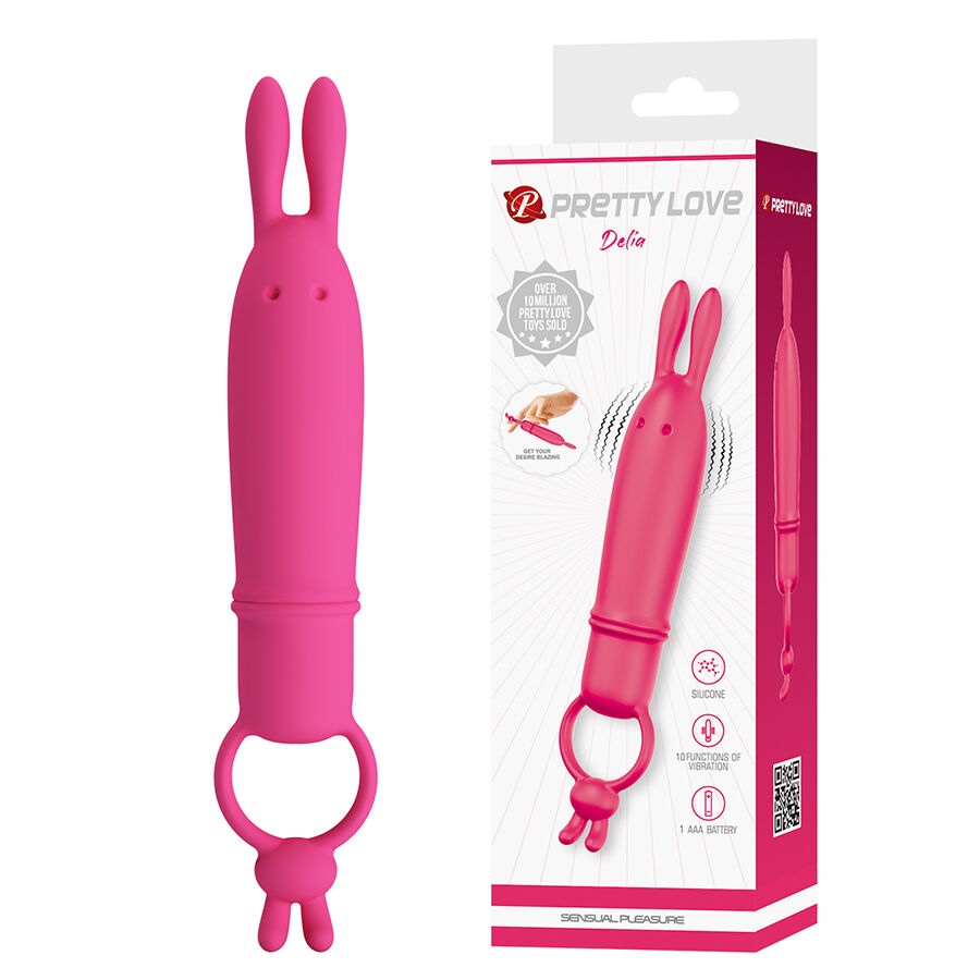 La marca PRETTY LOVE FLIRTATION nos facilita esta imagen de su producto PRETTY LOVE - DELIA VIBRADOR RABBIT CON ANILLO DE SUJECIÓN para nuestro catálogo.