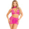 La marca LEG AVENUE SETS nos facilita esta imagen de su producto LEG AVENUE - TOP & FALDA DE ENCAJE ABIERTO FUCSIA para nuestro catálogo.