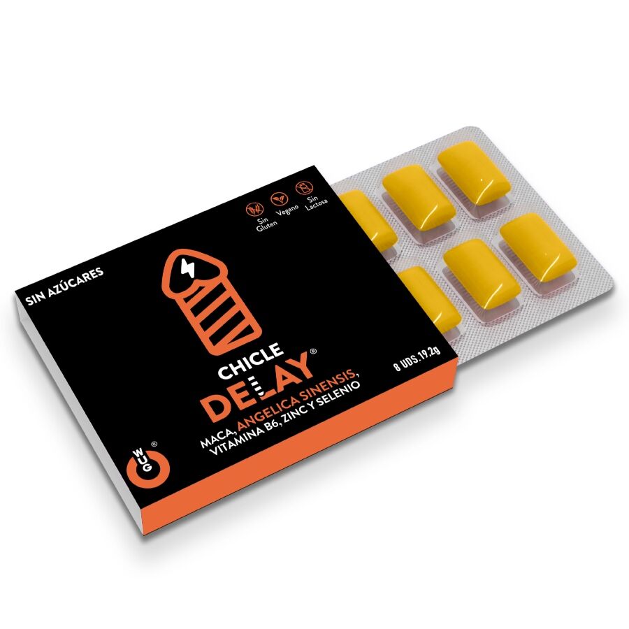 La marca WUG SEX SENSE nos facilita esta imagen de su producto WUG DELAY – 1 x 8 UDS | Chicle funcional con Zinc