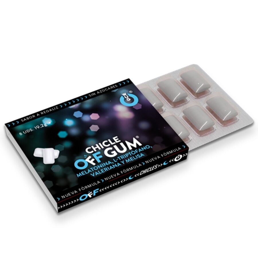 La marca WUG GUM nos facilita esta imagen de su producto WUG Off Gum – 1 X 8 UDS | El chicle funcional que te ayuda a relajarte y dormir mejor para nuestro catálogo.